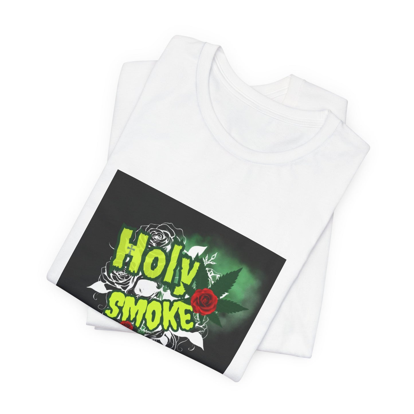 Holy Smoke Graphic Tee — Green Cannabis Leaf Design
