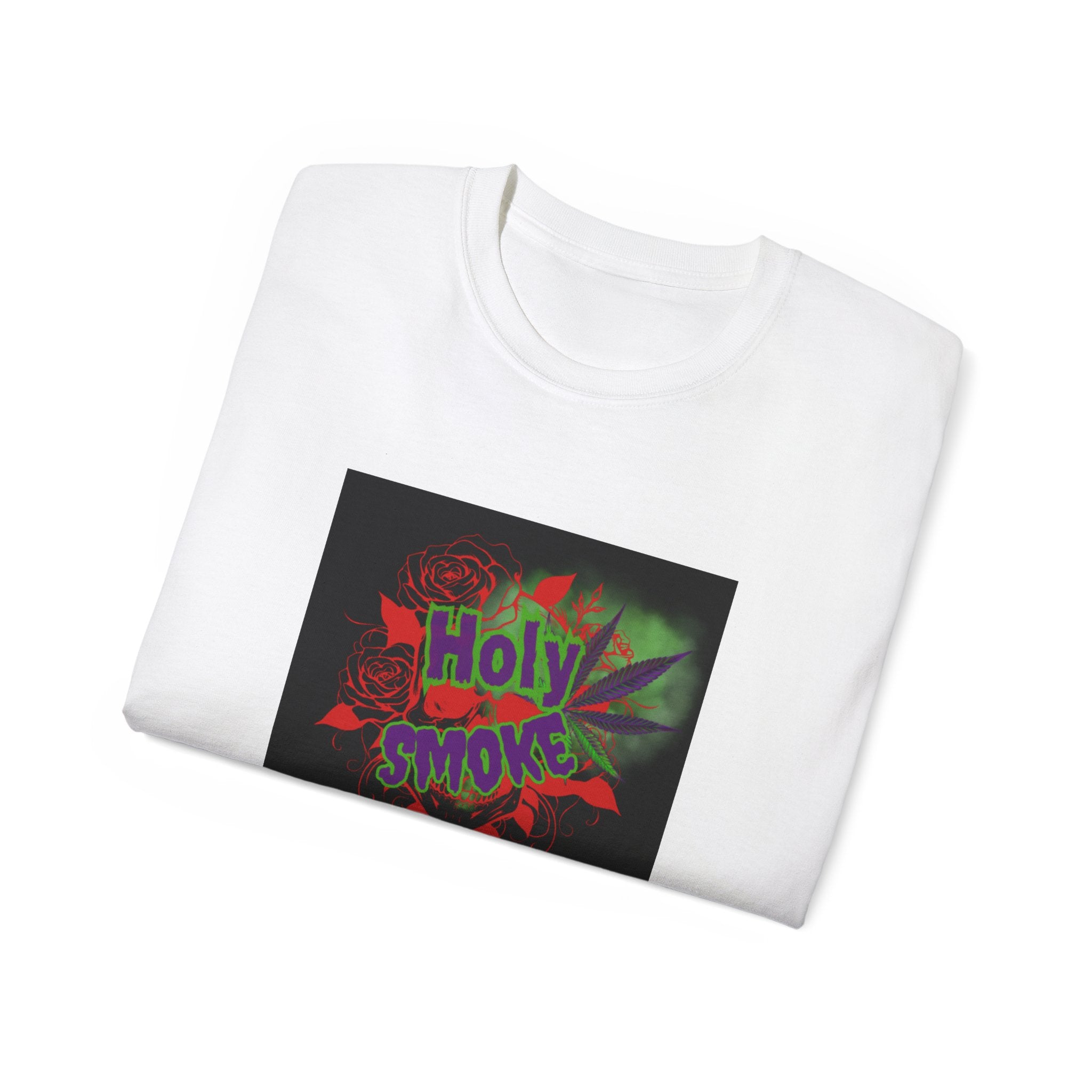 Holy Smoke Graphic Tee — Retro Cannabis Leaf Design