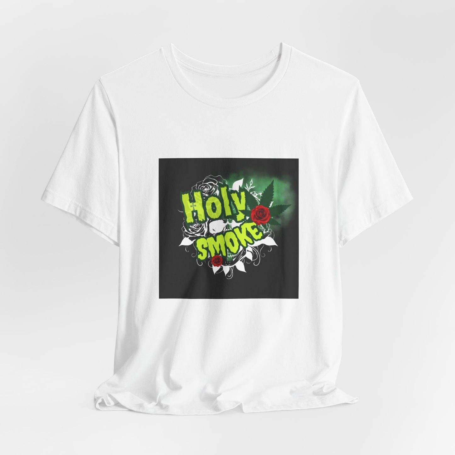 Holy Smoke Graphic Tee — Green Cannabis Leaf Design